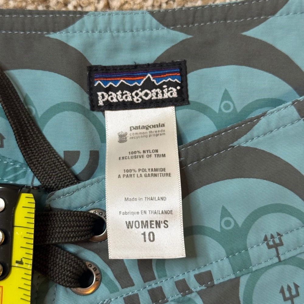 Patagonia Board Shorts Womens 10 Blue Tribal Geometric Print Swim Surf Trunks - Picture 3 of 7